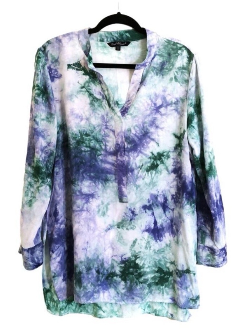 Velvet Heart Green & Purple Tie-Dye Tunic Top